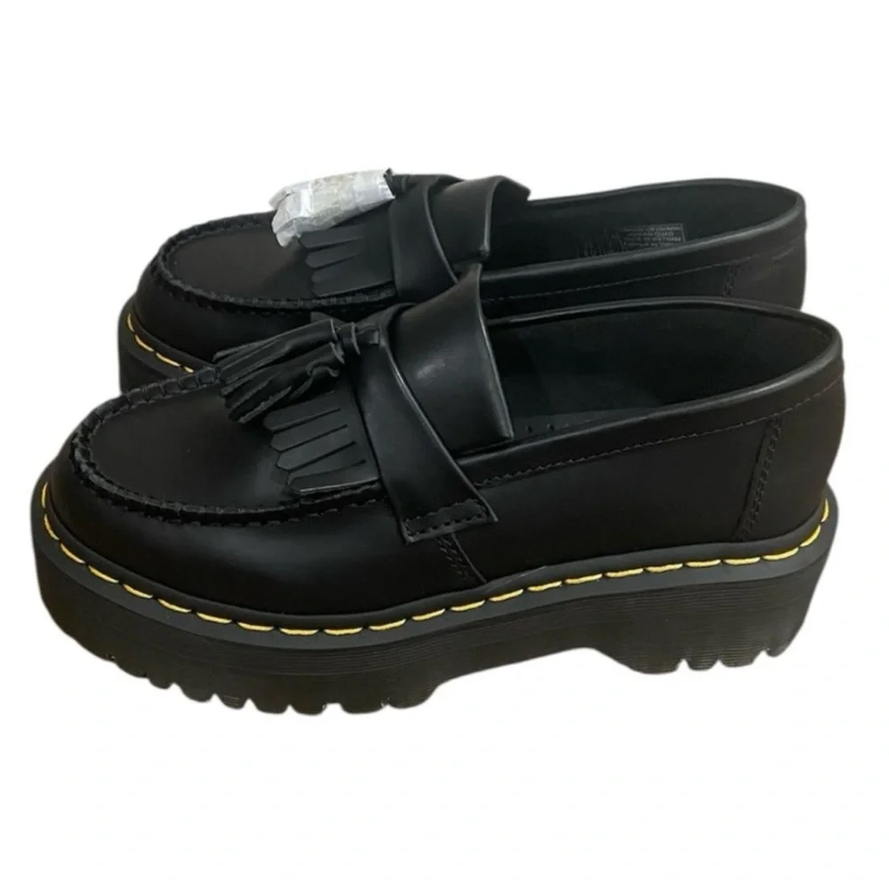 Dr. Martens air wair Black Platform Loafers Adrian quad slip ons Sz 7 New